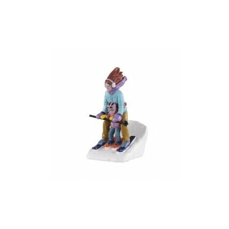 Accesorio para pueblo navideño MOMMY & ME SKI 3,6x4,6x h7,5 cm