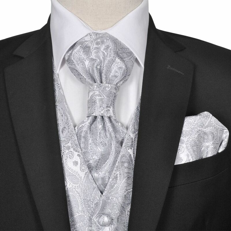 

Accesorios boda para hombre chaleco de cachemira plateado 54