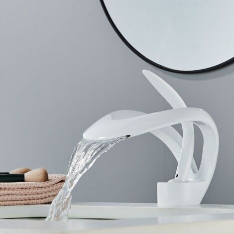 Accesorios de baño, mezclador de fregadero de cocina blanco, suministro de agua fría y caliente, mezclador de lavabo, grifos mezcladores de fácil instalación con tubería cerámica.