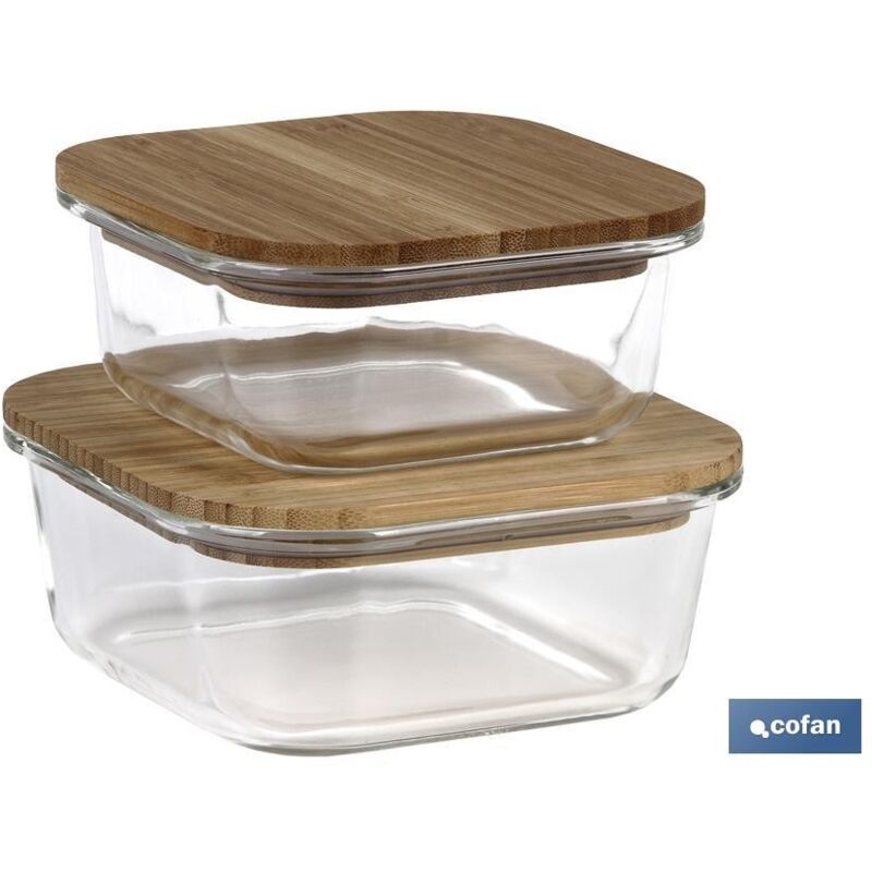 

Set 2 recipiente borosilicato tapa bambu modpanda 520ml-800ml