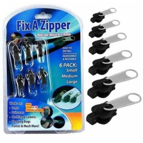Accesorios de costura CHOYCLIT, deslizador de cremallera con clip, cremallera con cremallera, deslizador de cremallera Zlideon, kit de reparación de cremalleras metálicas para ropa, bolsos, chaquetas,