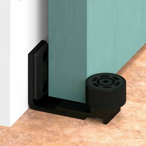 Accesorios de herrajes para puertas corredizas de Granero con guía de piso ajustable, color negro