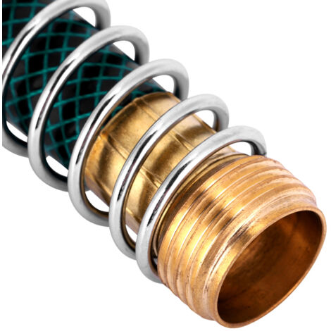 [Accesorios de jardín] [Pro Flex] Conector de manguera de latón con resorte espiral, UE/EE. UU. 3/4 de pulgada, resistente a torceduras, 14,5 cm