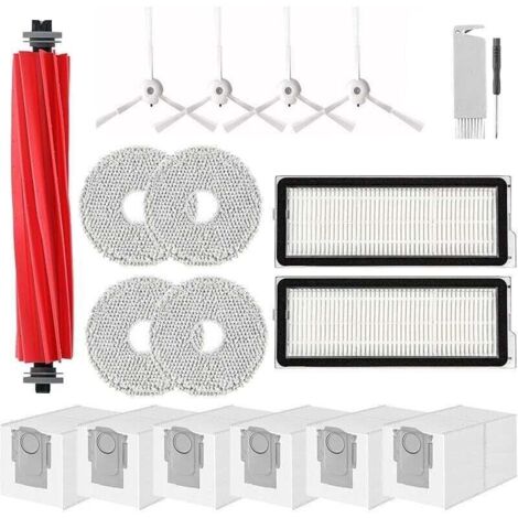 Accesorios para aspiradoras Roborock Qrevo Pro, XU, Qrevo S y Qrevo MaxV: 1 cepillo principal, 2 filtros HEPA, 6 bolsas de repuesto, 4 baterías de iones de litio - KZQ