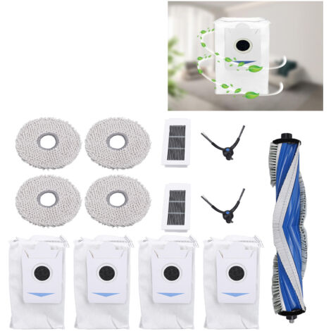 Accesorios para aspiradoras robot: cepillo principal, cepillo lateral, filtro lavable, mopa, bolsa para el polvo, conjunto compatible con X5 Omni y X5 Pro, ABS HEPA