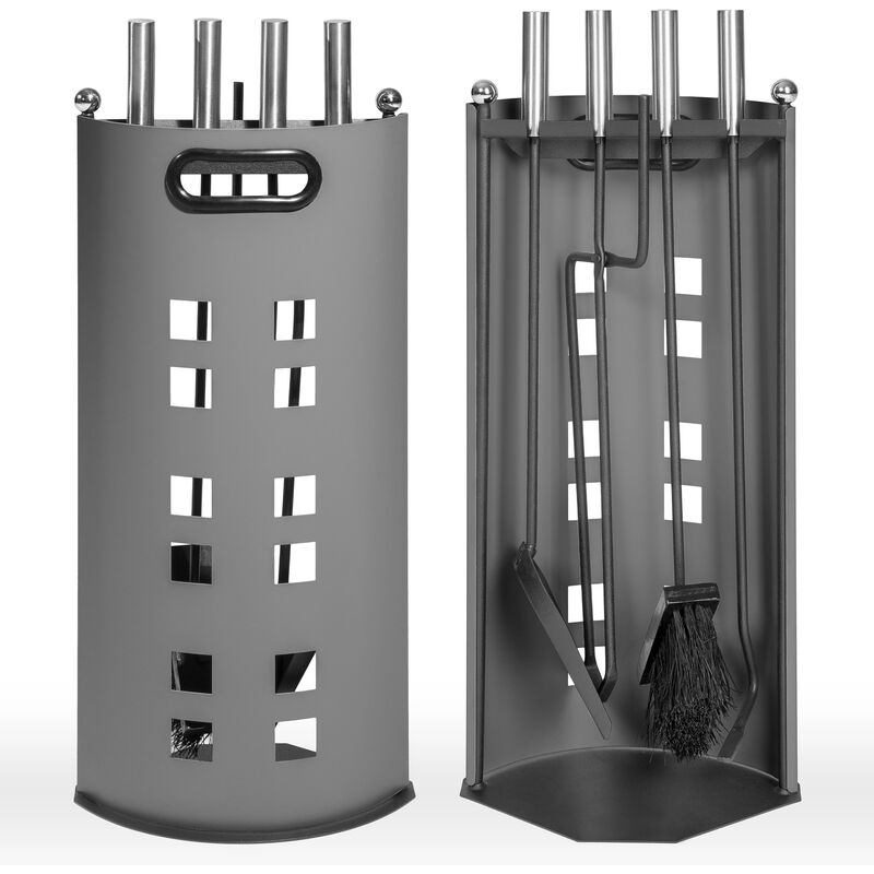 

Accesorios para chimenea 4 piezas con soporte - juego de chimenea de acero inoxidable, útiles para chimenea con colgador, portaútiles con tenazas y