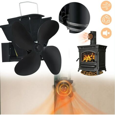 Accesorios para chimeneas y estufas Ventilador para chimenea montado en la pared Ventilador accionado por calor con 6 aspas Ventilador sin energía Ventilador para estufa