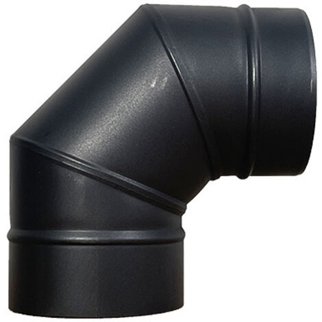 Accesorios para instalación de chimeneas de leña, codo de acero inoxidable de doble capa (negro mate)