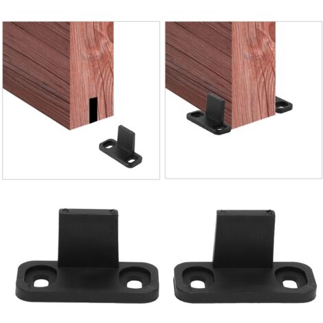 [Accesorios para puertas correderas de granero] Carril guía ajustable, sin ranuras, para montaje en suelo, fabricado en plástico resistente, 4,5 x 1,8 x 1,5 cm, 2 raíles + tornillos