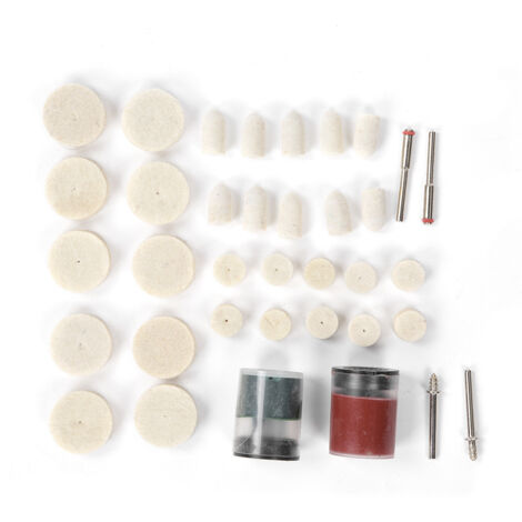 Accesorios para pulir fieltro: kit de 36 piezas con ruedas, láminas y cabezales de pulido de lana.