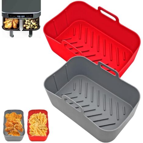 Accessoire Air Fryer, Paquet de 2 Moule Air Fryer pour Ninja Foodi AF300EU Dual Zone Airfryer 7,6L - Sans BPA & Lave-vaisselle, Panier Silicone aussi pour Ultenic K20 Friteuse à Double Tiroir