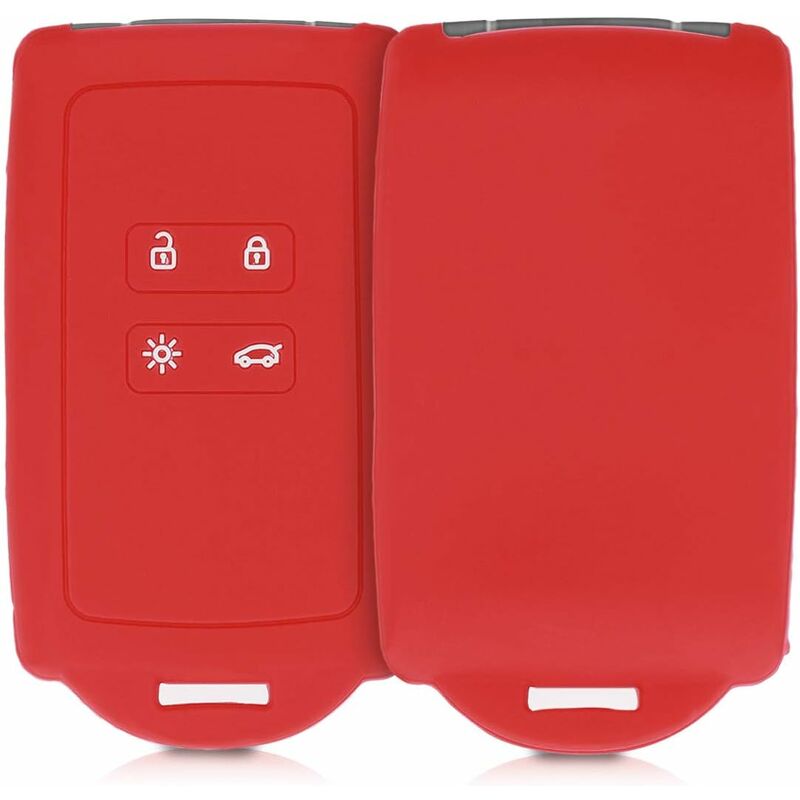 Ccykxa - Accessoire clé de Voiture Compatible avec Renault Smart Key 4 Bouton Keyless Go Uniquement Rouge Coque en Silicone Souple avec Embout