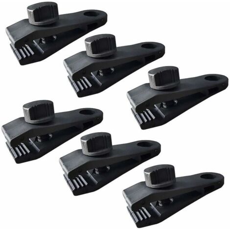 Accessoire de bâche Lot de 6 clips de fixation pour bâche de camping, bâches, caravane, toile de jardin Noir