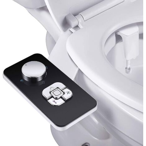 Accessoire de bidet, siège de toilette bidet non électrique à eau froide avec contrôle de la pression, double buse autonettoyante rétractable compatible--