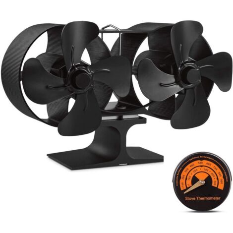 Accessoire de cheminée et poêle,Poêle à bois à Double moteur, ventilateur de petite taille à 8 pales, ventilateur de poêle écologique alimenté par Air chaud et silencieux avec thermomètre