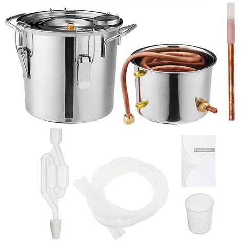 main image of "Accessoire de cuisine 1/2/3GAL 6/8/12L eau alcool distillateur tube de cuivre chaudière à vin avec thermomètre"