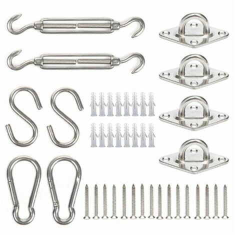 Accessoire de fixation pour voile d'ombrage, kit de visserie lourde (10 et 32 vis) pour terrasse, jardin et tonnelle.