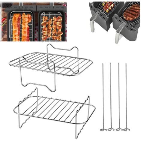 Accessoire de friteuse à air chaud en acier inoxydable 304 compatible avec les modèles Ninja Foodi AF300EU et AF400EU, comprenant une grille de cuisson