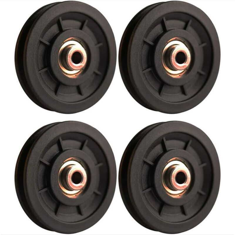 Accessoire de levage,4 pcs 110 mm Roulement Poulie Nylon, Poulie Musculation, Roue Universelle pour câble Machine Gym équipement Porte de Garage