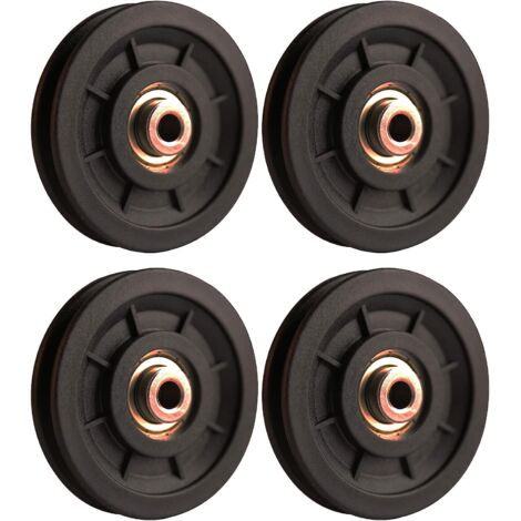 Accessoire de levage,4 pcs 110 mm Roulement Poulie Nylon, Poulie Musculation, Roue Universelle pour câble Machine Gym équipement Porte de Garage
