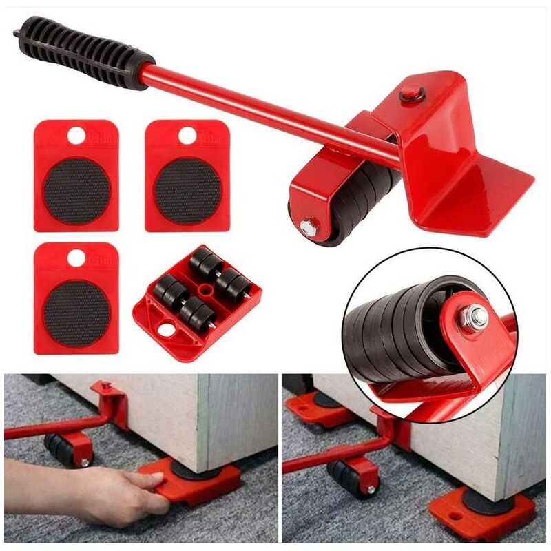 Treetalk - Accessoire de levage,Kit de Deplace Meuble Lourd Sans Effort, Deplace Meuble a Roulette,1 Tige de Levage et 4 Roulettes de