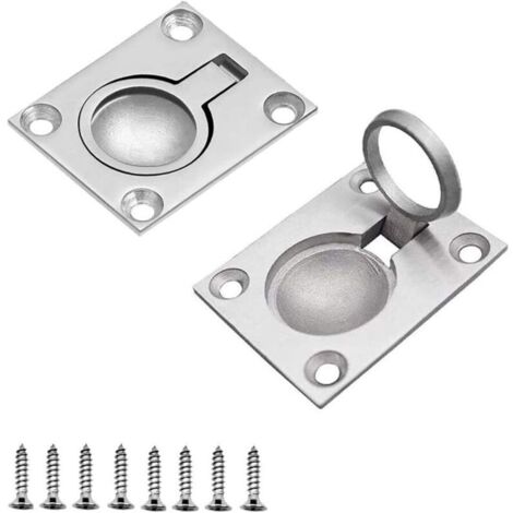 Accessoire de levage,Poignée marine en acier inoxydable Trappe encastrée pour bateau Poignée de levage encastrée avec 8 vis (paquet de 2, 49 x 39 mm)