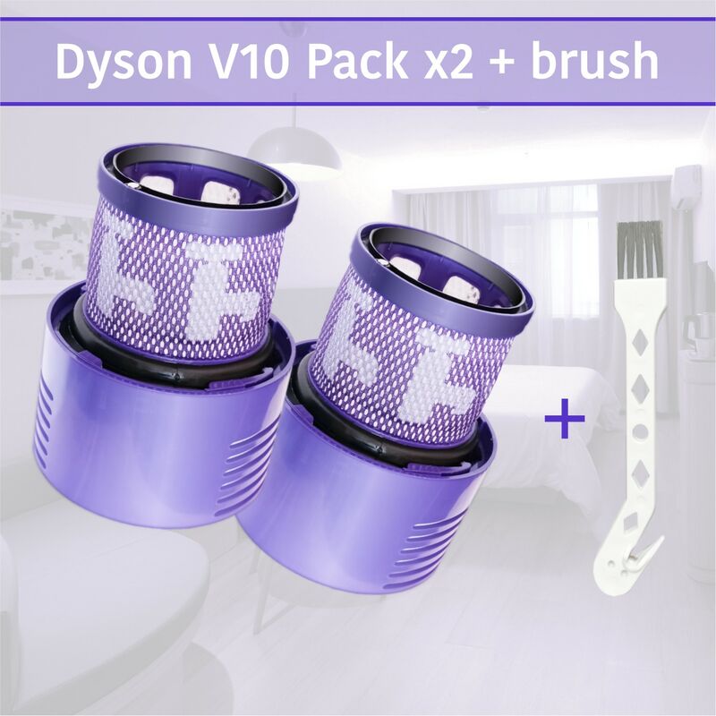 Lot de 2 filtres de remplacement pour aspirateur compatible avec Dyson Cyclone V10, numéro de pièce de rechange 969082-01