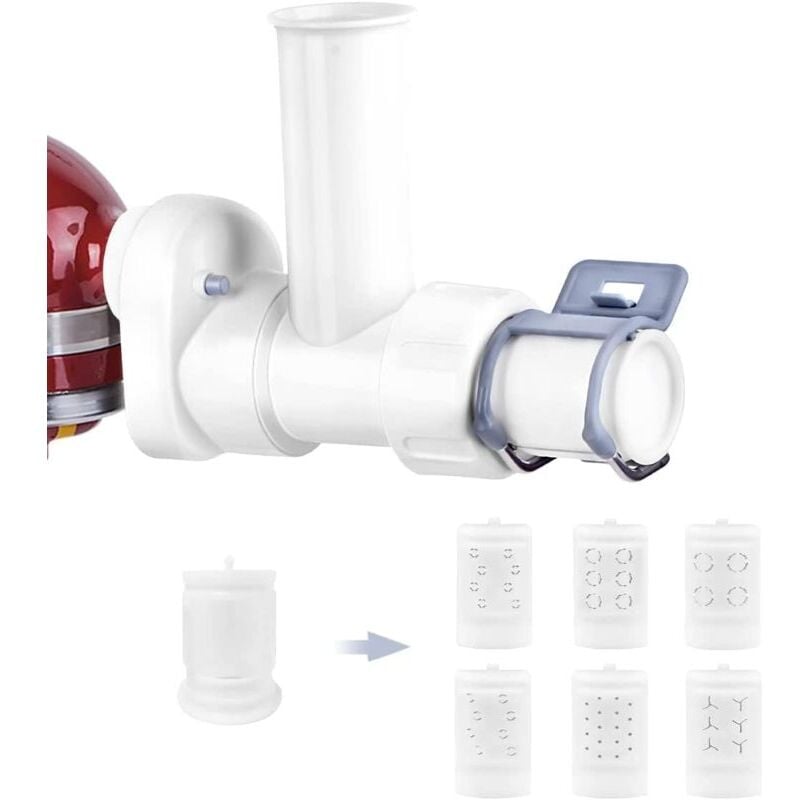 SNQ - Accessoire de pâtes pour mixeur KitchenAid avec 6 formes différentes de sortie de pâtes, accessoire durable pour mixeur KitchenAid
