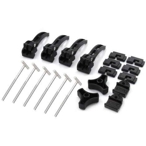 Accessoire de remplacement pour l'installation de couvre-benne rigide à trois ou quatre volets : vis, boulon en T, pince de fixation et 4 pinces arrière.