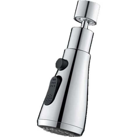 Accessoire de robinetterie de cuisine avec bec pivotant à 360°, économie d'eau, 3 modes, rallonge de douchette en acier inoxydable, argenté