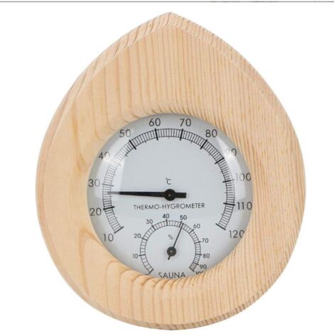 Accessoire de sauna compteur de température et d'humidité en bois hammam sec table d'affichage en bois massif type goutte d'eau