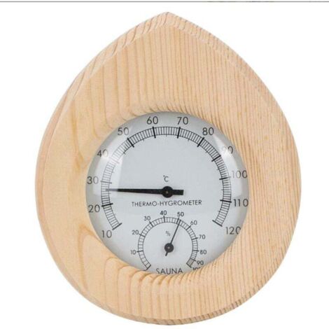 Accessoire de sauna compteur de température et d'humidité en bois hammam sec table d'affichage en bois massif type goutte d'eau