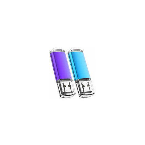 Accessoire de stockage vidéo Lot de 2 Cle USB 64 Go Cléf USB 2.0 Flash Drive Stockage Disque Mémoire Stick avec Cordes (Bleu/Violet 64GB)