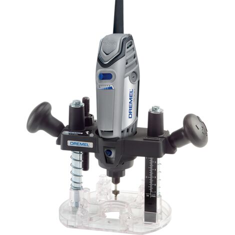 Bosch – Adaptation défonceuse plongeante Dremel – Accessoire pour défonceuse et affleureuse – Réglage profondeur jusqu'à 18mm – Compatible avec fraises Dremel
