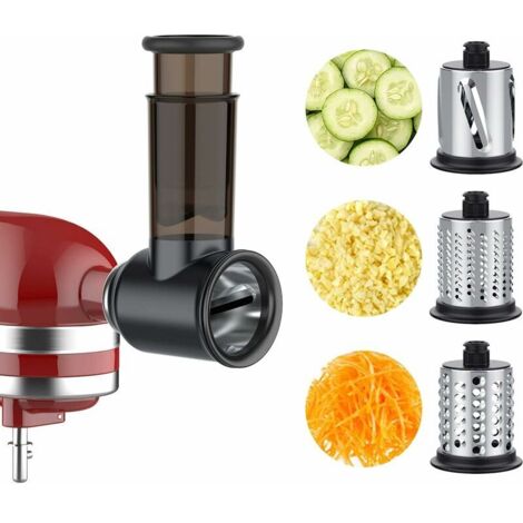 Accessoire de Trancheuse de légumes pour Robot Pâtissier, Râpe à Fromage, Râpe à Légumes avec 3 Lames en Acier Inoxydable, Accessoire de Râpe Coupe-légumes (Noir)
