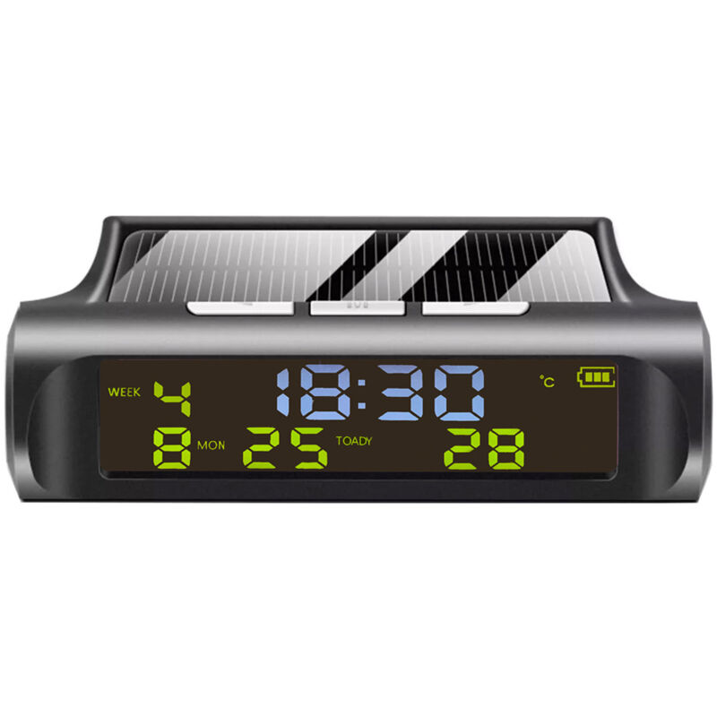 Accessoire de Voiture Horloge de Température Numérique Thermomètre de Tableau de Bord de Véhicule à Énergie Solaire