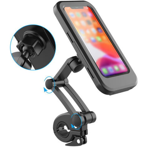 Accessoire d'encapsulation téléphone HL-69 ABS Noir 350g/6.7" waterproof touchscreen 360° rotation ajustable manivelle/data cable hole