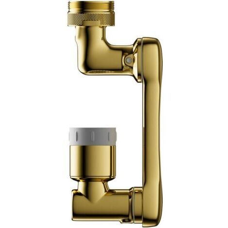 Accessoire d'extension de robinet, aérateur de robinet pivotant à 1080 ° bec mélangeur 2 buses aérateur universel pour robinets de salle de bain de cuisine (doré)