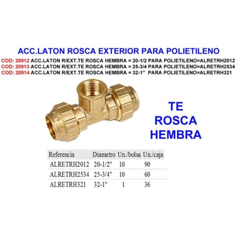 Accessoire en laiton fileté femelle 20-1/2 pour polyéthylène rétractable 2012