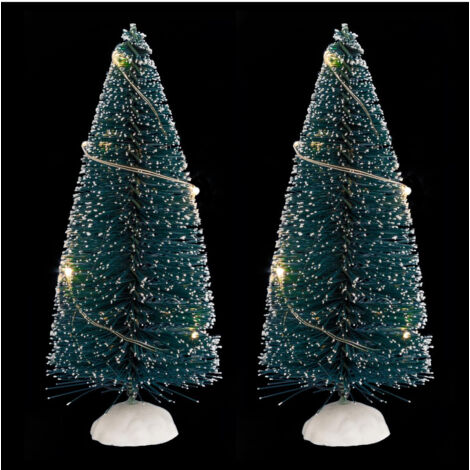 Accessoire lumineux pour Village de Noël Lot de 2 Sapins Vert LED Blanc - Feeric Christmas