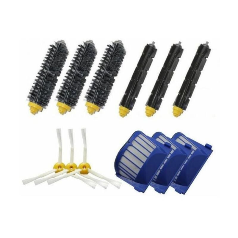 Galozzoit - Accessoire pour aspirateur-Kit De 1 paire de extracteur brosse +3 Garde Filtre + 3 Brosse Latérale Pour iRobot Roomba série 600(595 620