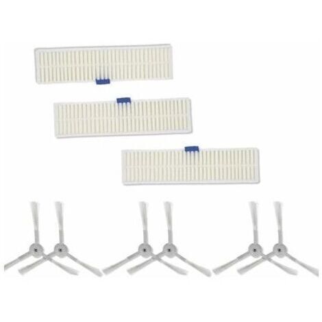 Accessoire pour aspirateur,Pour Aspirateur Rowenta Robot Explorer Series 20 40 50 60, Brosse Latérale Et Filtre Hepa, 6 Têtes De Brosse + 3 Filtres