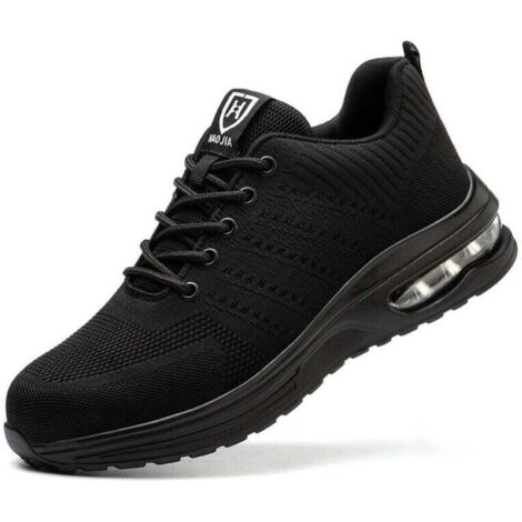 Accessoire pour chaussure et botte de sécurité-Chaussures de Securité Hommes Femmes Legere Basket de Securite Respirante Confortable Chaussure de Travail avec Embout en Acier Noir Taille 43
