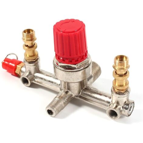 Accessoire pour compresseur d'air, tube de sortie double en alliage, accessoires pour vanne de régulation de pression avec petit support pour compresseur d'air Crjjkoy