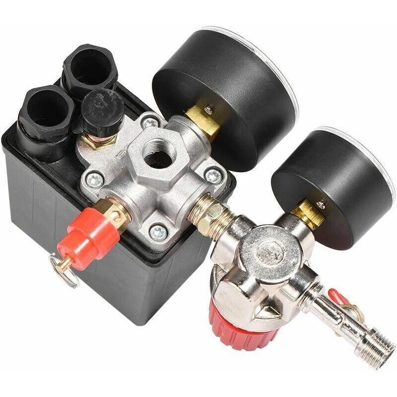 Accessoire pour compresseur Soupape de compresseur d'air Petit régulateur de soupape de commande de pressostat de compresseur d'air avec jauges.-