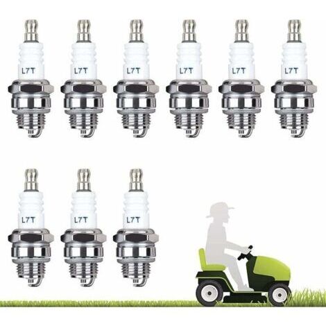 Accessoire pour débroussailleuse, Lot de 10 Bougie D'allumage L7T Bougie Tronconneuse Débroussailleuse Tondeuse pour Moteur à Deux Temps Taille Haie Débroussailleuse （Argent）