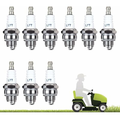 Accessoire pour débroussailleuse, Lot de 10 Bougie D'allumage L7T Bougie Tronconneuse Débroussailleuse Tondeuse pour Moteur à Deux Temps Taille Haie Débroussailleuse （Argent）