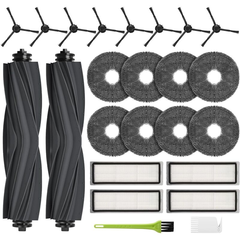 Accessoire pour Dreame L10s Ultra / L10s Pro / L10 Ultra Pièces de Rechange pour Xiaomi X10 Plus Aspirateur 2 Brosse Principale 8 Chiffons de