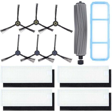 Accessoire pour ILIFE A7 A9S Aspirateur Robot, Kit de remplacement compris 1 brosse principale, 6 brosses latérales, 4 filtres, 1