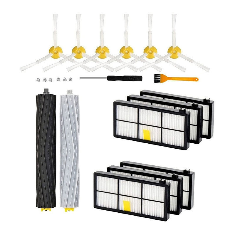 Accessoire pour iRobot Roomba 800 900 980 960 971 895 860 824 880 2x Filtre HEPA 6x brosses latérales 4x Brosse à Rouleau 1x Roue Avant pièces de